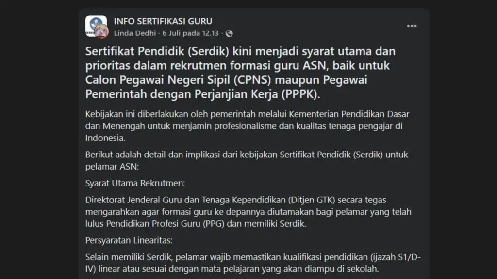 Grup Facebook INFO SERTIFIKASI GURU