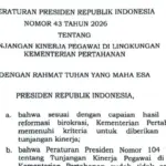 Download Perpres 42 dan 43 Tahun 2026 Tentang Tukin TNI dan Kemenhan